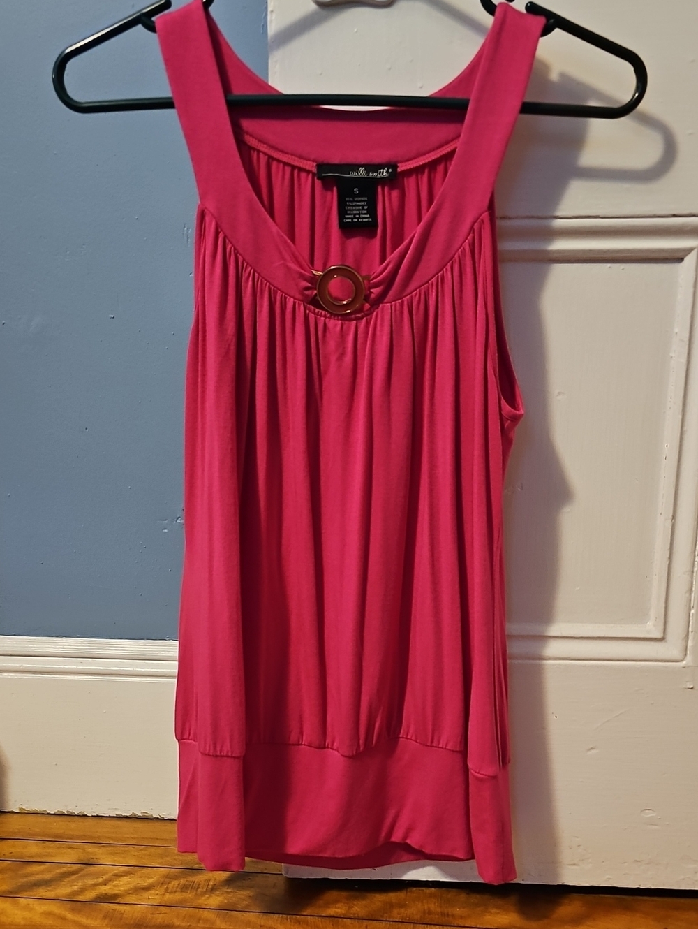 Willi Smith Hot Pink Tank with Gold Ring Detail